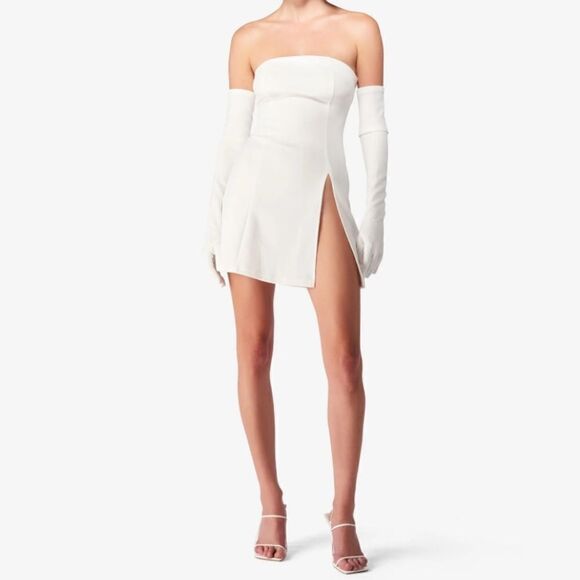 Cupid Mini Split Dress & Gloves - White
